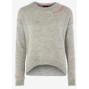 Topshop Grey Knit Sweater with Hot Pink ‘We Are the Future’ Embroidery